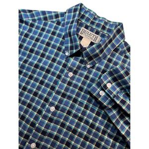 Duluth Trading Co Mens Long Sleeve Plaid  Shirt Blue Yellow Size L Trim Fit